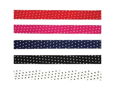Viés De Algodão Mégacréa 1 Cm X 1 M Poás 5 Cores Lote De 5 Pcs