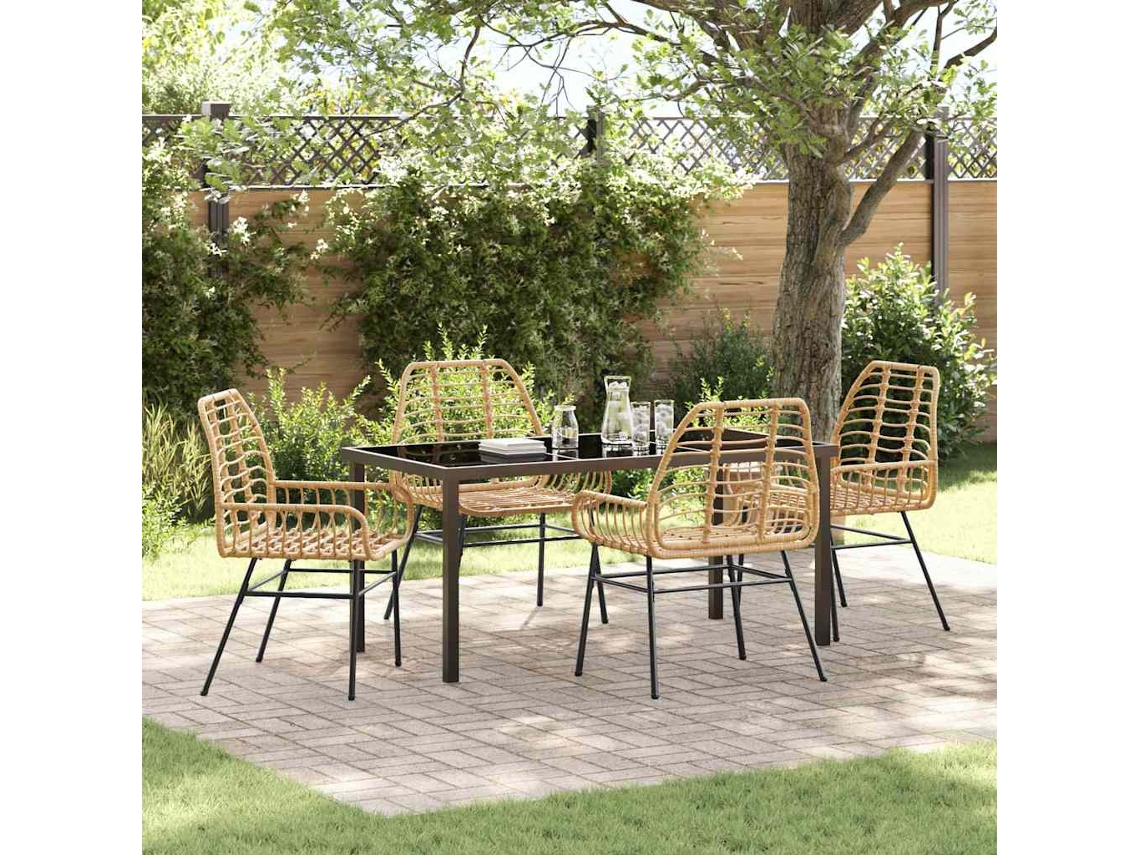 Vidaxl Conjunto de Jantar para Jardim 5 Pcs Castanho Vime Pe
