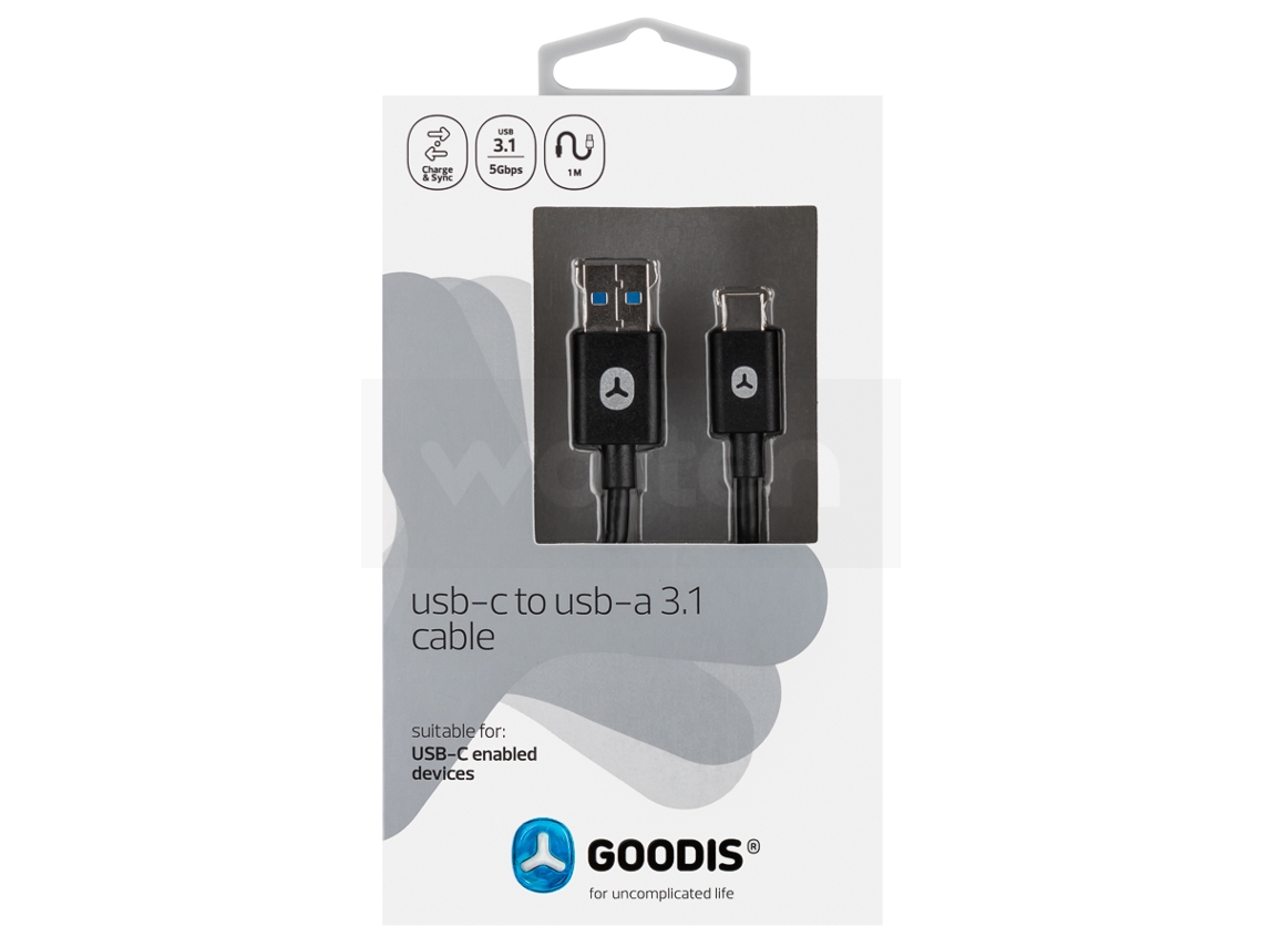 Cabo GOODIS (USB - USB-C - 1m - Preto)
