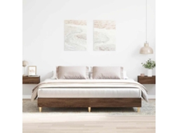 Vidaxl Estrutura De Cama S/ Colchão Deriv. Madeira Carvalho Castanho