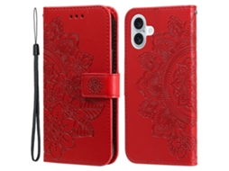Capa Em Couro Pu À Prova De Choque, Para Apple Iphone 16, Vermelho