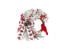 Guirlanda de Natal de 40cm para interior e exterior com cardeais, decoração festiva de fazenda LAXISCREED