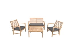 Conjunto de Mobiliário de Jardim Acácia Goa de 4 Lugares com Almofadas Cinzentas