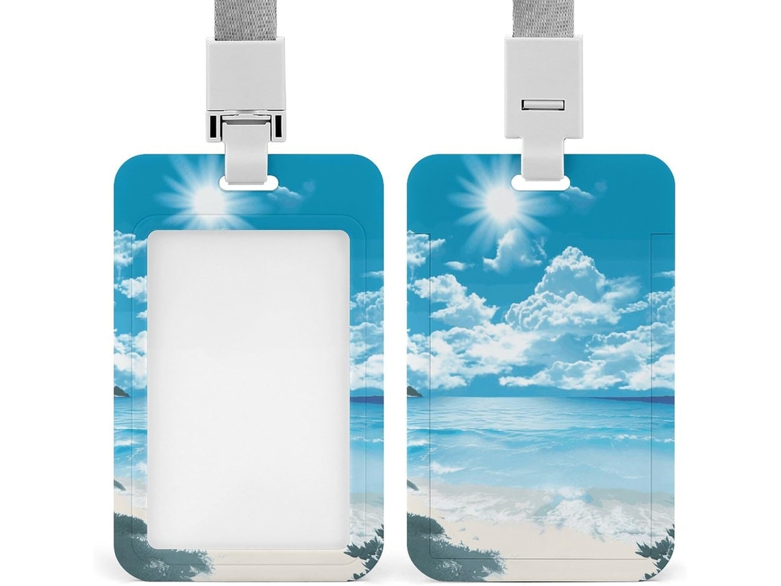 Porta Crachá Com Estampa Tropical E Cordão, Capa Plástica Impermeável, Porta Cartões De Visita, Estojo Escritório