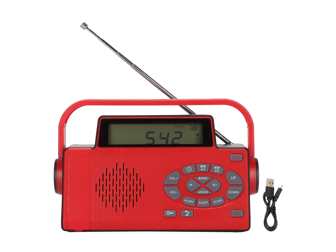 Rádio de emergência portátil com bateria 5000mah, lanterna LED e carregamento solar EOOCOO