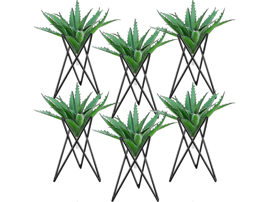Rebe 6 Portavasos de Metal Negro para Plantas Aéreas, Estantes de Mesa para Hogar, Oficina Y Decoración de Bodas
