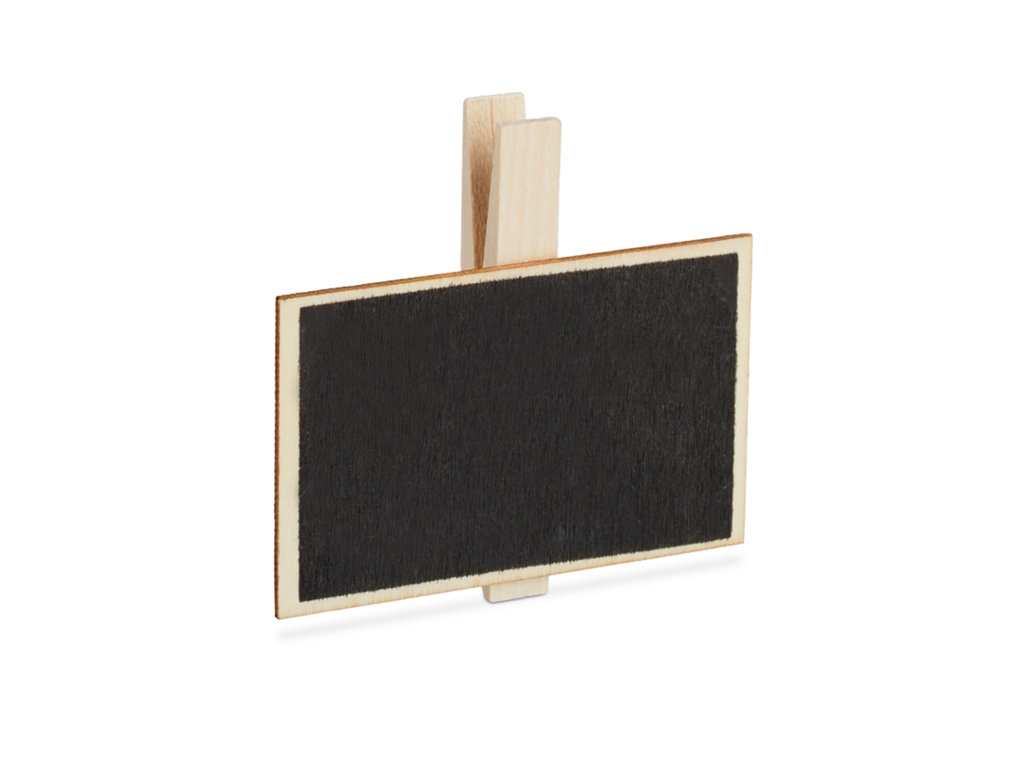 Clipes Para Etiquetas Relaxdays, 20 Unidades, Reutilizáveis, Com Giz, Placas De Plantas, Madeira, Natural/preto