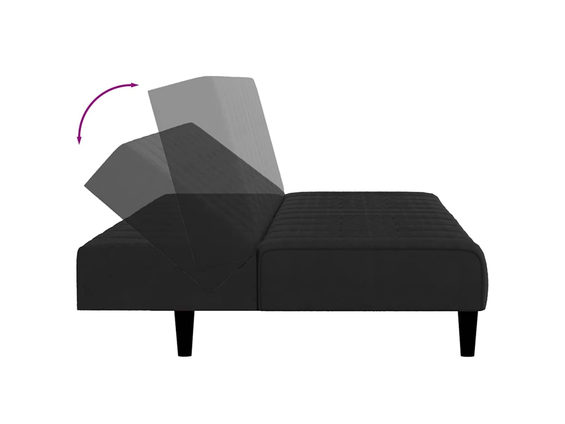 Sofá cama de 2 Lugares Veludo Preto SYFAX