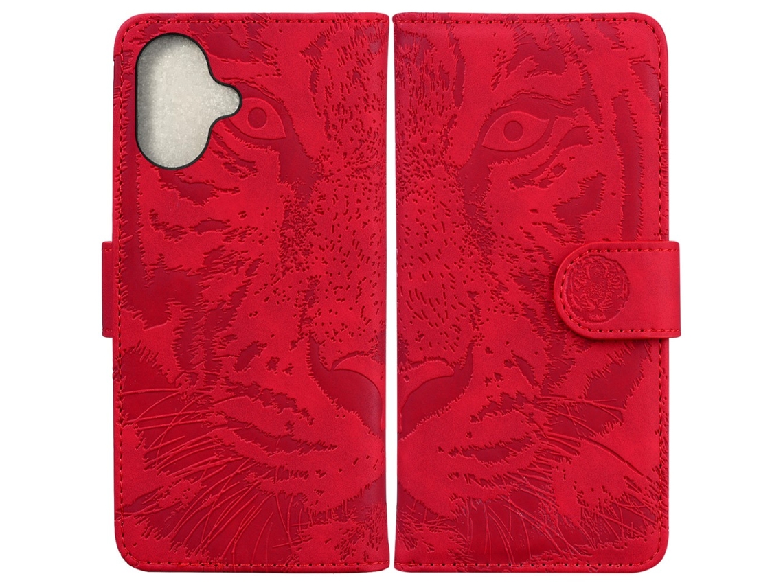 Capa Em Couro Pu À Prova De Choque Para Apple Iphone 16 Plus - Vermelho