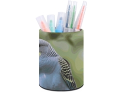 Porta Lápis Em Formato De Periquito Azul E Verde, Em Couro Sintético, Organizador De Mesa, Decoração Maquiagem