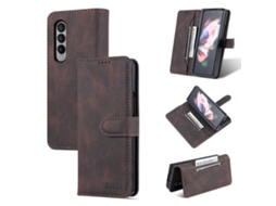 Capa Para Samsung Galaxy Z Fold4 Azns Dream Ii Com Toque De Pele, Em Pu+tpu, Com Abertura Horizontal.