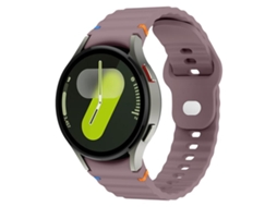 Bracelete Para Samsung Galaxy Watch 7 (40/44mm) - Silicone 20mm Com Costura Ondulada E Fivela Reversa - Roxo Fumê