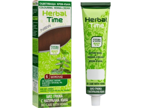 Creme de Coloração Pronto para Usar Creme Colorante com Extrato de Henna Chocolate Nr.6 HERBAL TIME