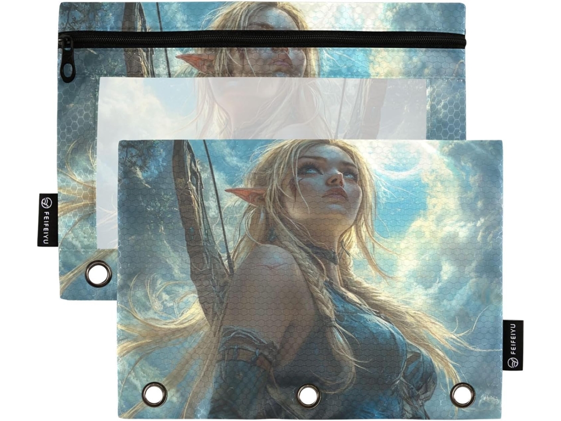 Estojo Plástico Com Janela Transparente, Estampa De Garota Anime Do Jogo Archers, Ideal Lápis Grandes Com Ilhós E