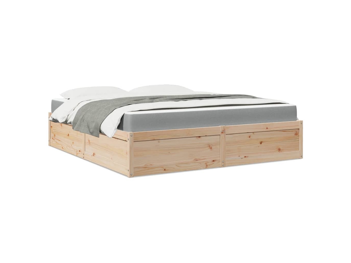Cama Com Colchão 180x200 Cm Madeira De Pinho Maciça