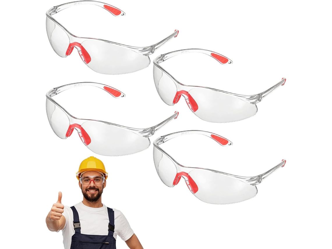 Conjunto De 4 Óculos De Segurança Robustos Em Silicone E Policarbonato, Com Tratamento Antiembaçante.