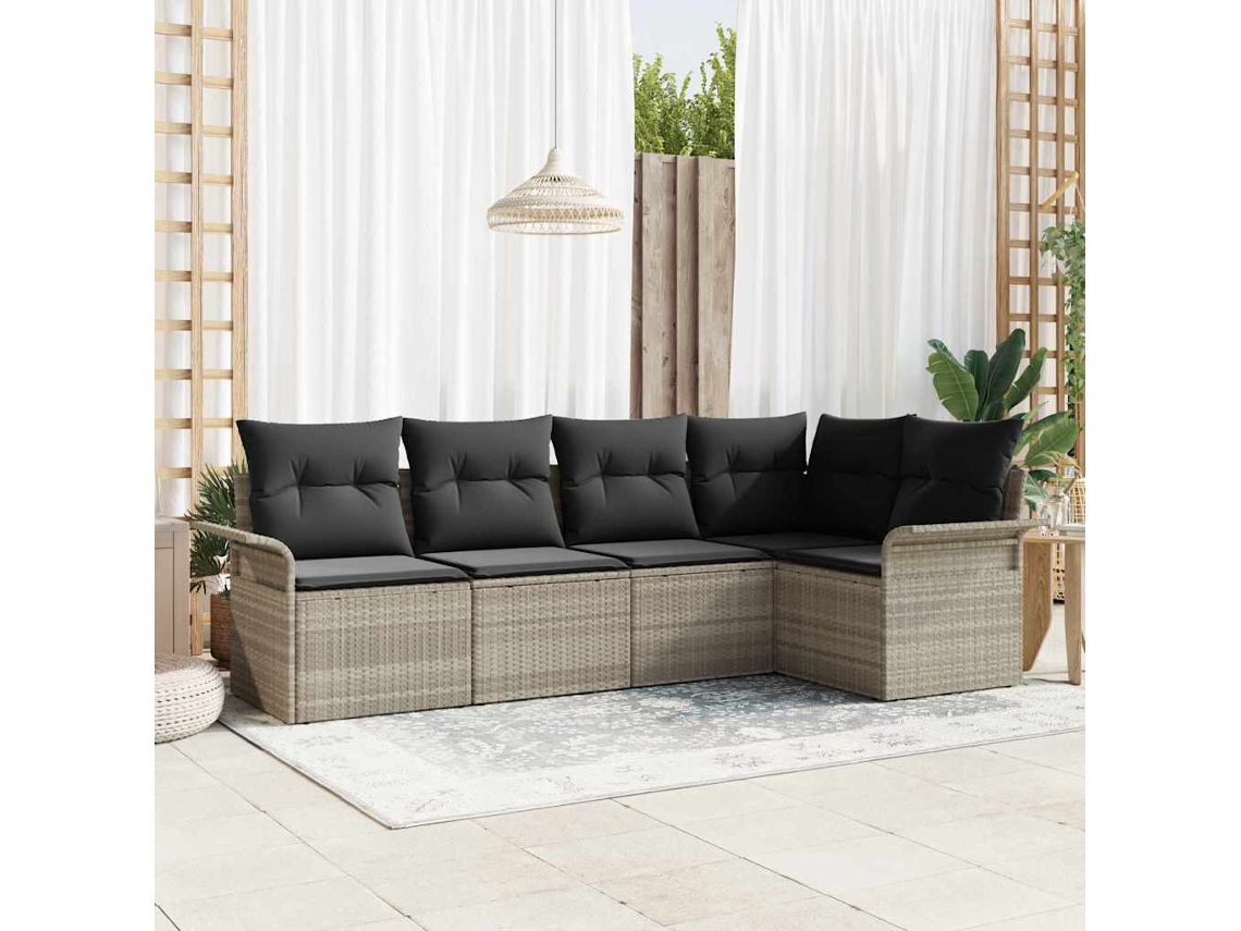 Vidaxl Conjunto De Sofá De Jardim 5 Unid. Vime Pe
