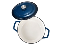 Forno Holandês de Ferro Fundido Esmaltado 5 68 L para Assar Pão Massa Madre Panela Robusta com Tampa e 2 Alças Resistente Até 260 C Ideal Cozinhar