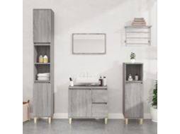 Vidaxl Armário Wc 30x30x190 Cm Derivados De Madeira Cinzento Sonoma