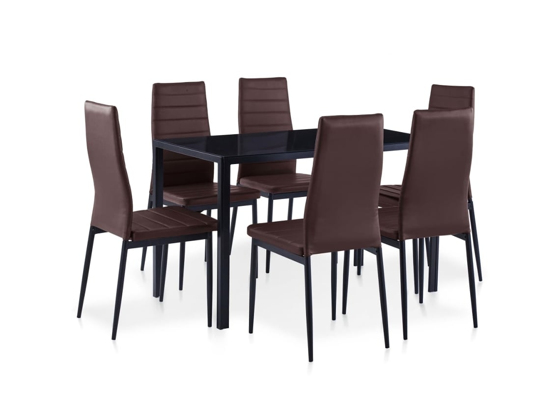 Vidaxl Conjunto De Jantar 7 Pcs Castanho