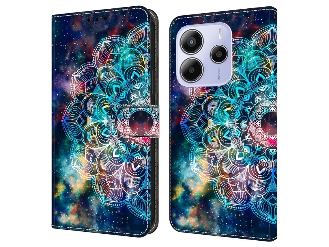 Capa Para Xiaomi Redmi Note 14 5g Com Compartimento Para Cartão, Estampa Flexível Em Couro Pu, Modelo Gyro Flower
