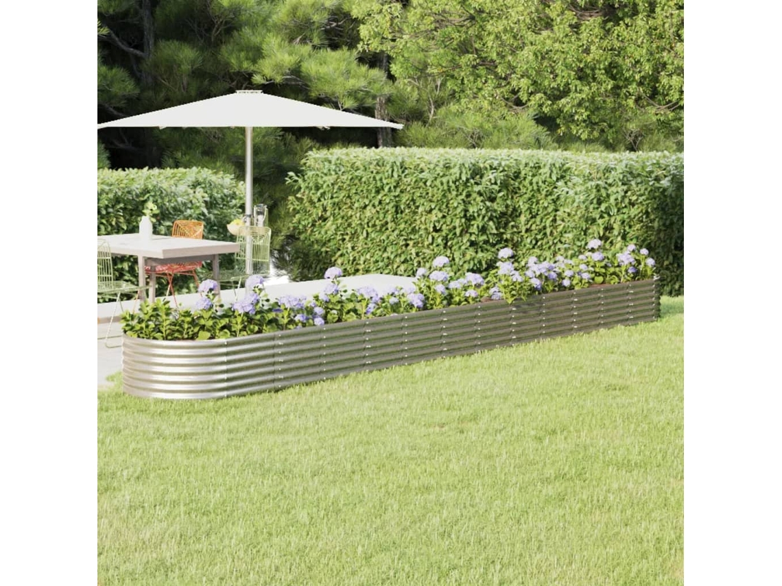 Vidaxl Canteiro Elevado Jardim 512x80x36cm Aço Galvanizado Prateado