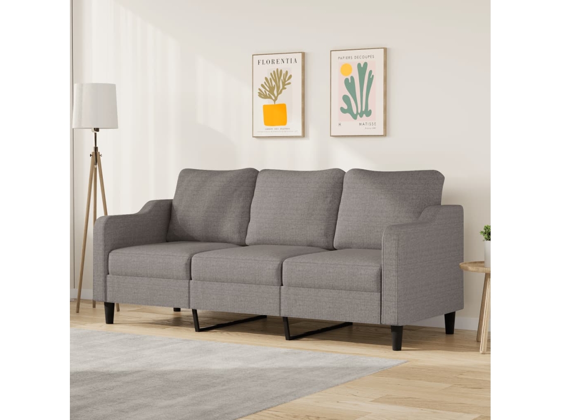 Vidaxl Sofá De 3 Lugares Tecido 180 Cm Cinzento-acastanhado