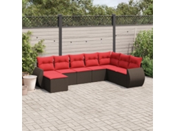 Vidaxl Conjunto De Sofá De Jardim Com 8 Peças E Almofadas Em Rattan Sintético Marrom