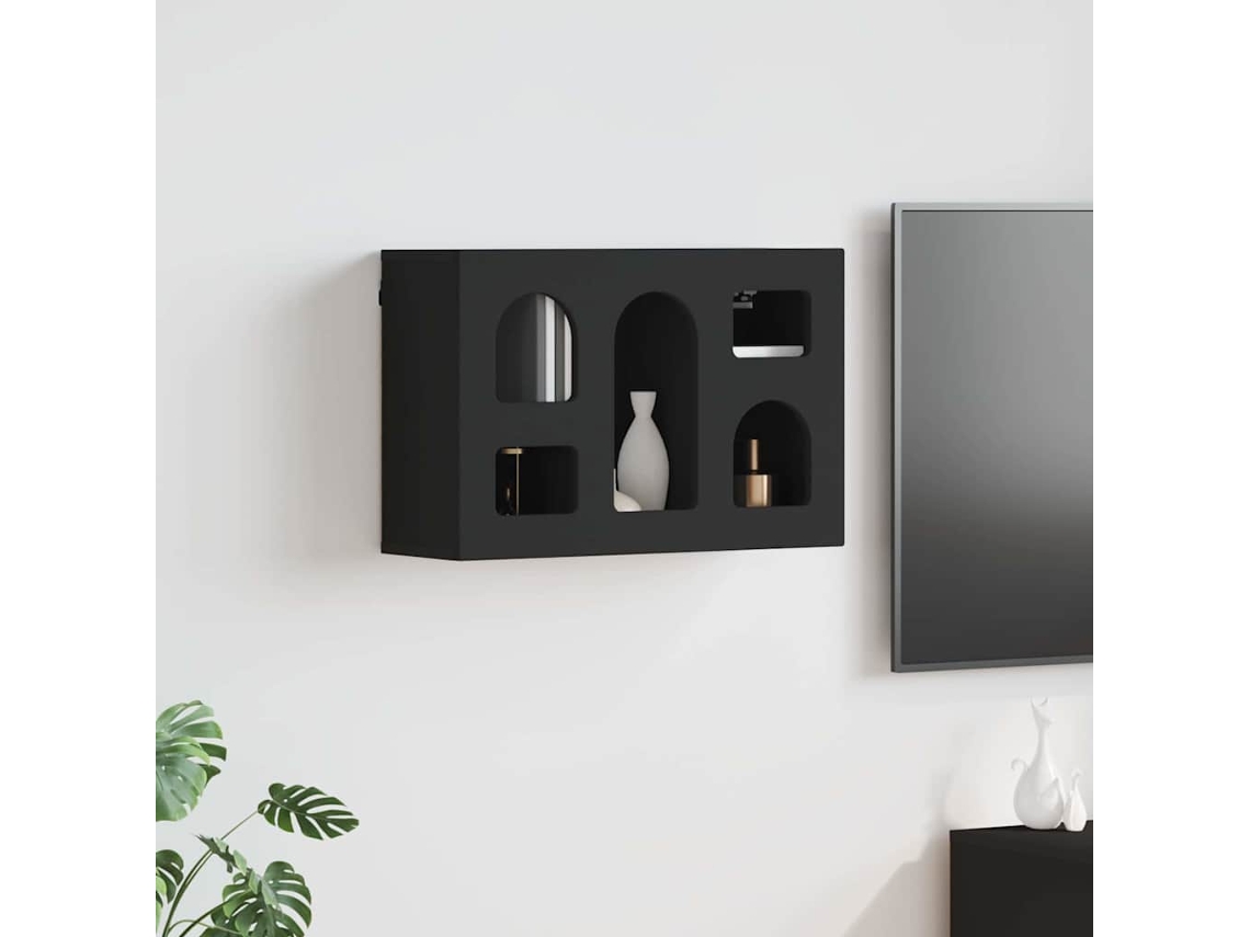 Vidaxl Armário Suspenso Com Prateleira Elst Preto 60 X 20 X 40 Cm