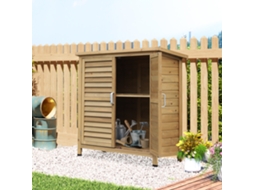 Armário Armazen. Madeira para Jardim com 2 Prat.int. 2 Portas e Teto Inclinado Exterior Terraço 87x46.5x96.5cm Natural