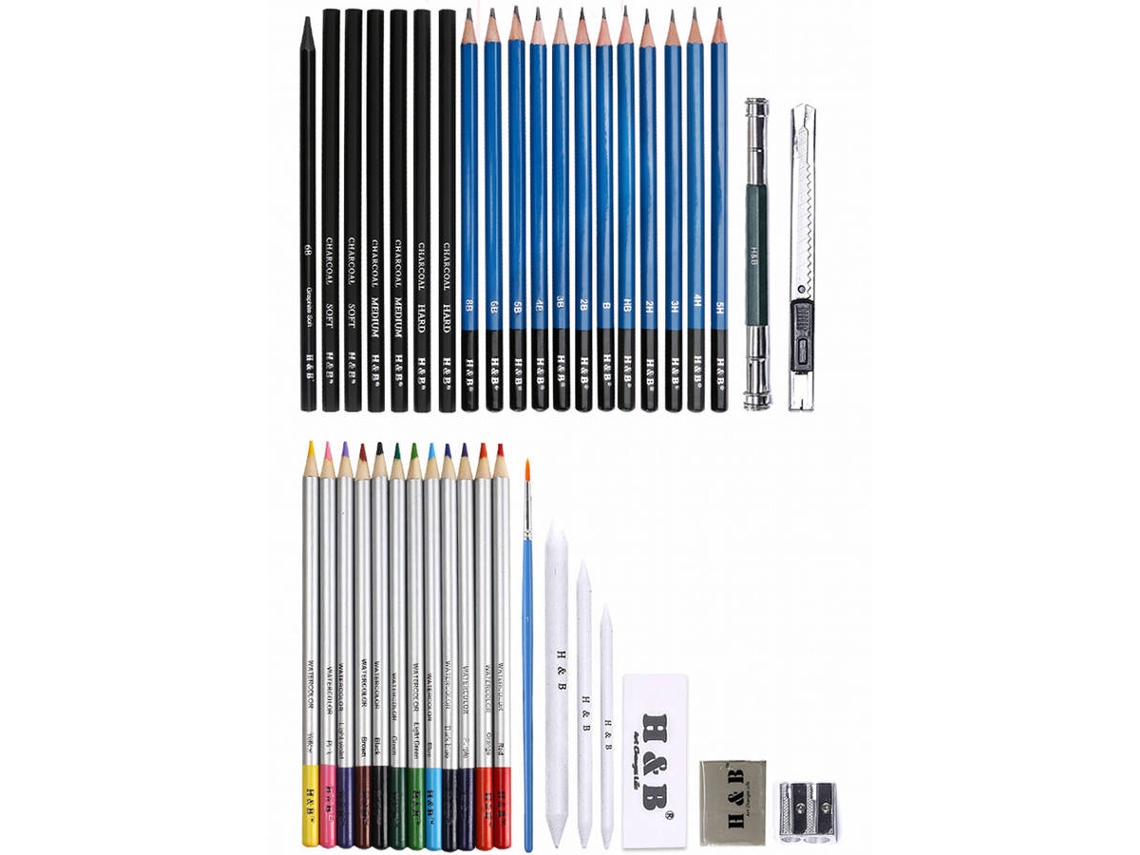 Lápis de Cor ANSELF H&B Desenho (40 Peças - Azul)