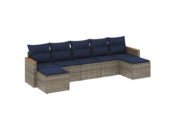 Conjunto de Sofá de Jardim, 7 Peças, Almofadas, Rattan Cinza MAISON EXCLUSIVE