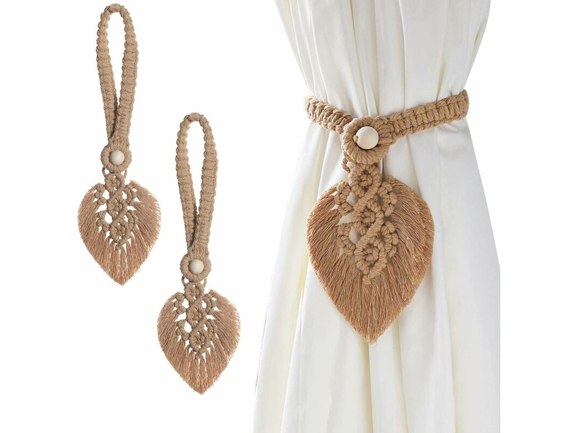 Conjunto De 2 Prendedores De Cortina Boho Em Macramê De Algodão, Para Cortinas, Para