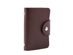 Cartera de Cartões de Negócios de Couro Pu com Bolsa para 24 Cartões Protetor Marrom