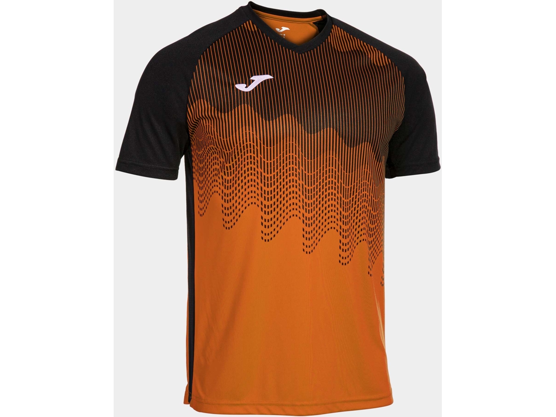 Camisa de futebol masculina Joma Tiger VI laranja e preta