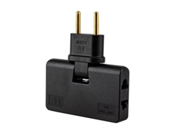 Adaptador De Tomada Europeu Giratório 3 Em 1 Com Extensão 180 Graus, Preto