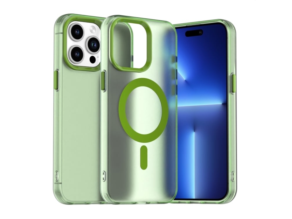 Capa Híbrida Para Iphone 14 Pro Max - Pc E Tpu Com Magsafe | Candy Design - Verde