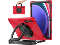 Lurelia Capa Para Samsung Tab S9 Fe Plus Com Suporte Giratório, Com Suporte Para Caneta E Alça De Ombro Vermelho