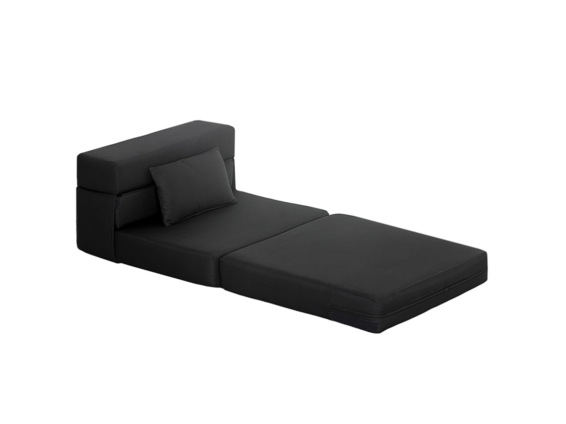 Sofá-cama Dobrável Com Almofada Inclusa Para Convidados E Sala/espaço Pequeno - Cor: Design Elegante Preto 1l Carga120kg