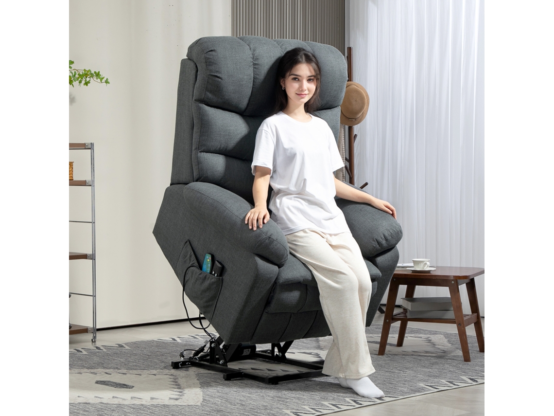 Sofá De Levantamento, Cadeira Elétrica Reclinável Com Função Massagem, Poltrona Utilidade Metálico, Tecido, Cinza