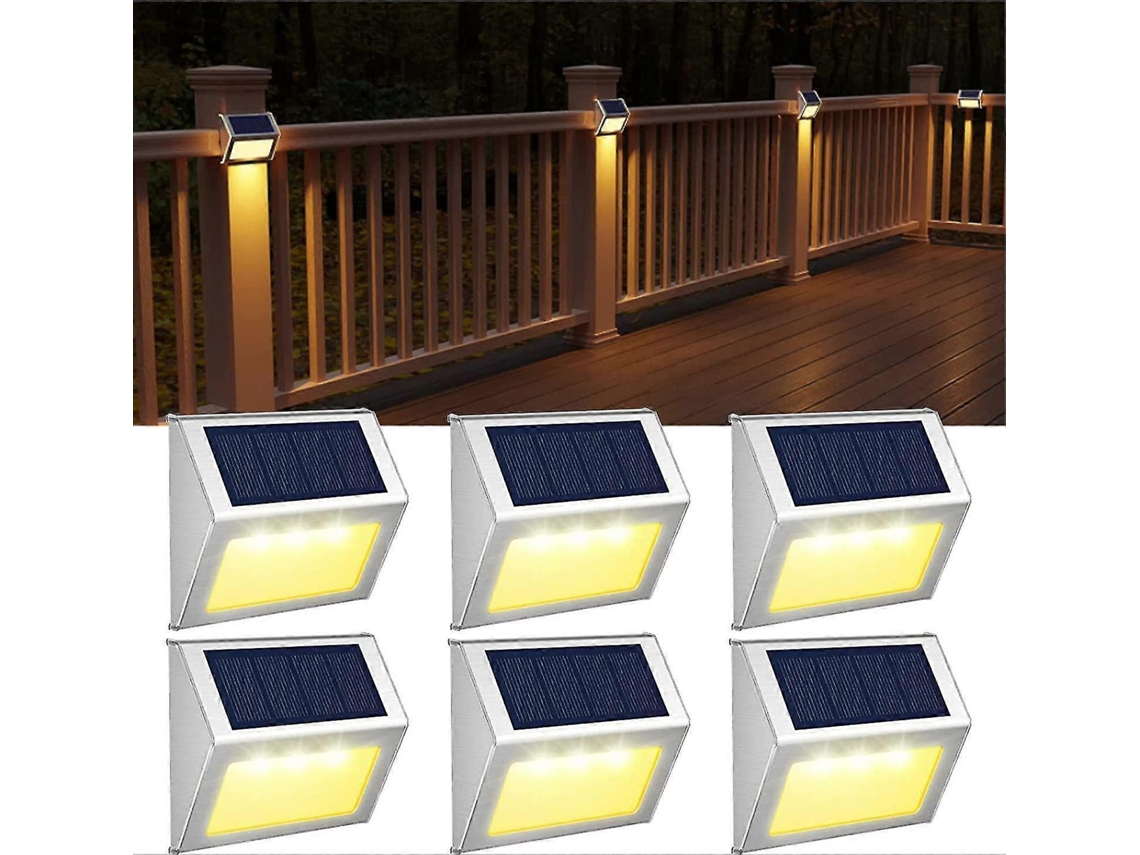 Lámpara Solar Para Exteriores De Acero Inoxidable, Lámpara Solar Para Jardín, Lámpara Decorativa Impermeable 6 Piezas Brilvibera