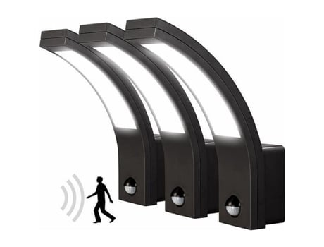 Applique Led De Exterior 1100 Lm Com Detector De Movimento Pir - Lunartec - Pack De 3