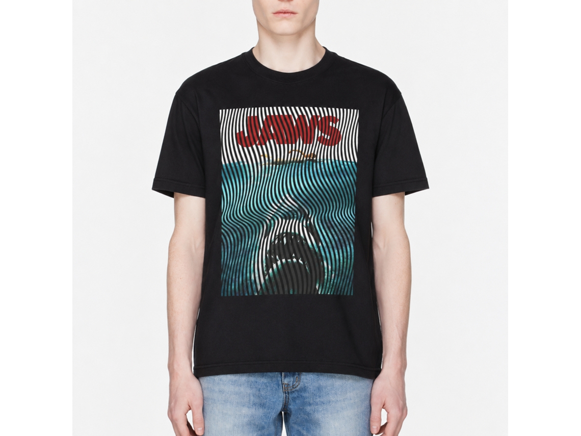Rockinstone Jaws Movie Wiggly Black Adult T-shirt Size:m