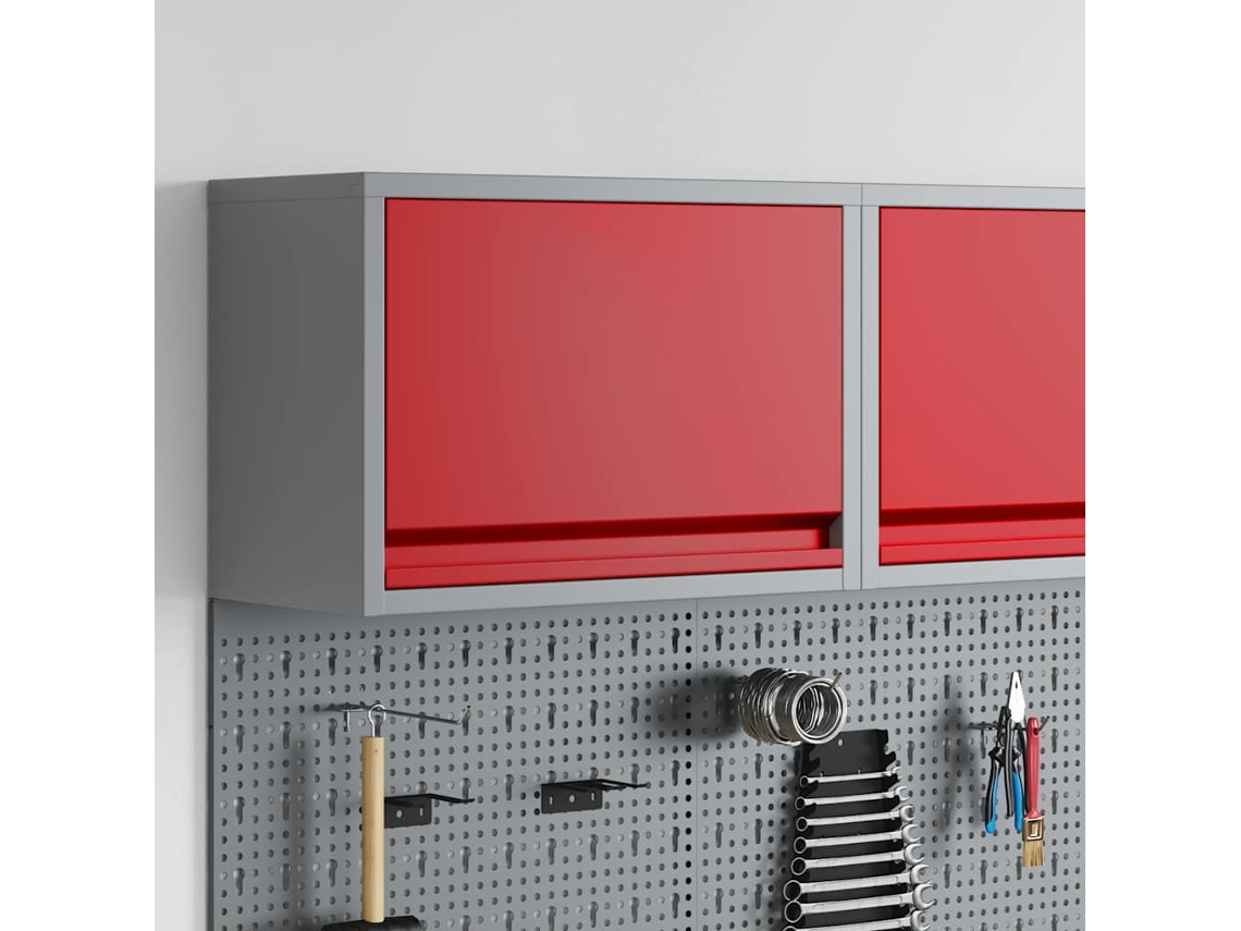 Vidaxl Armário De Ferramentas Vermelho E Cinza 50 X 25 X 35 Cm