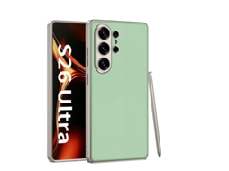 Capa Hexinyigjly Para Samsung Galaxy S26 Ultra , Pele Vegan Fina E Flexível, Antichoque, Toque Suave Verde