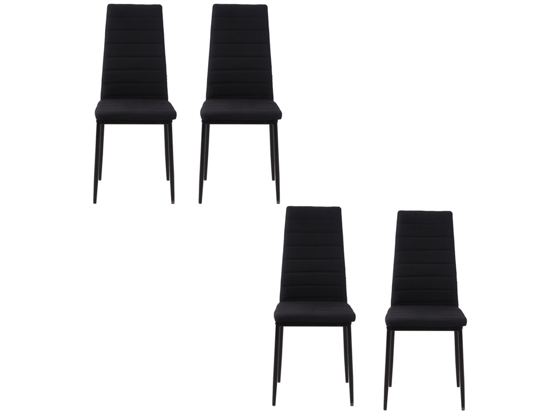 Conjunto Poltronas Tecido Estofadas Metal Moderna Sala Jantar Cozinha 4 Preto