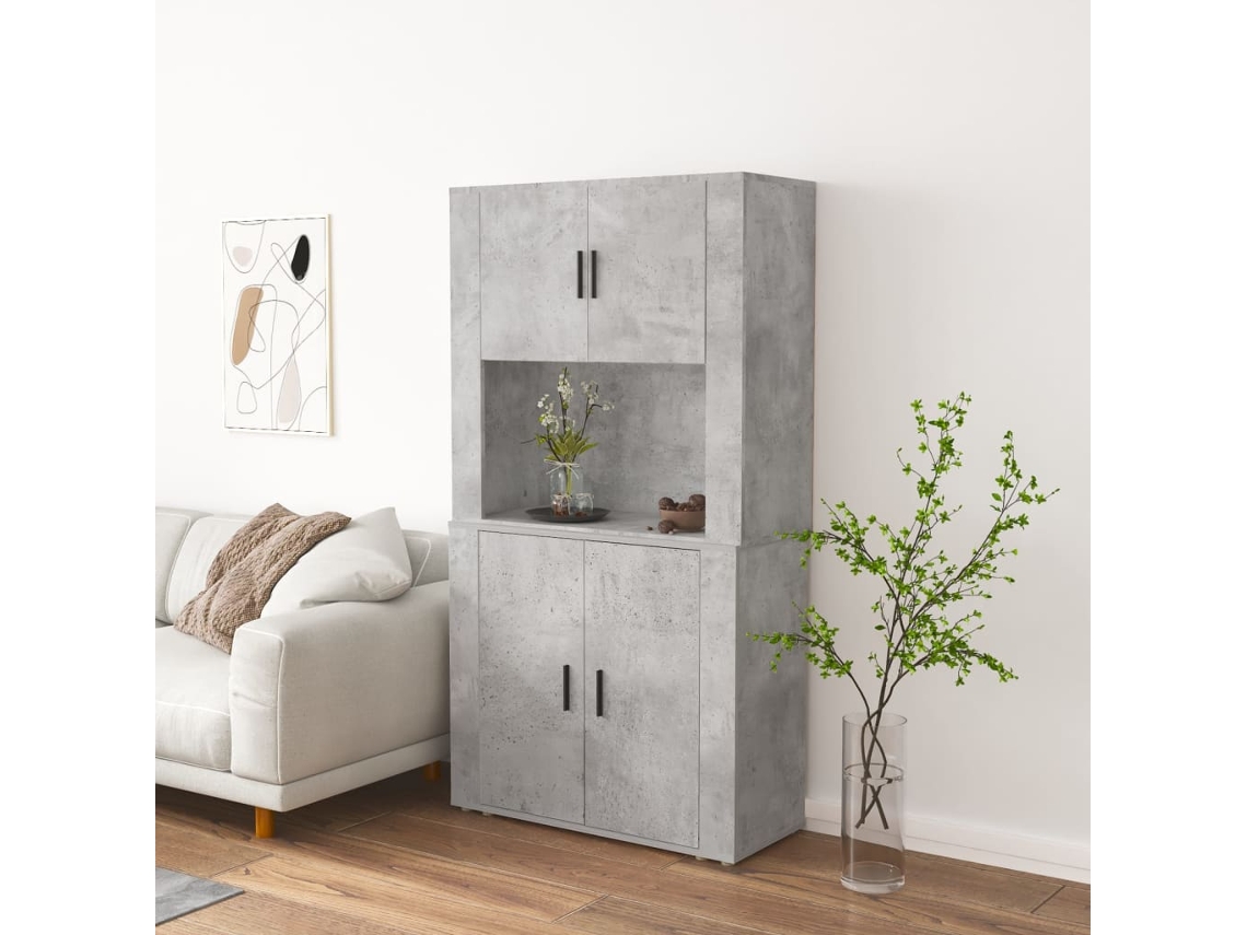 Gabinete alto de madera, color gris cemento