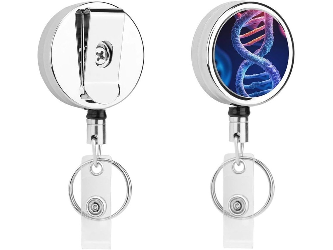 Porta Crachá Retrátil Compacto E Leve Com Clipe E Chaveiro Em Formato De Hélice Genética De Dna Ideal Enfermeiros