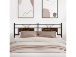 Cabecero de cama de 160 cm con derivados de madera y acero en roble ahumado.