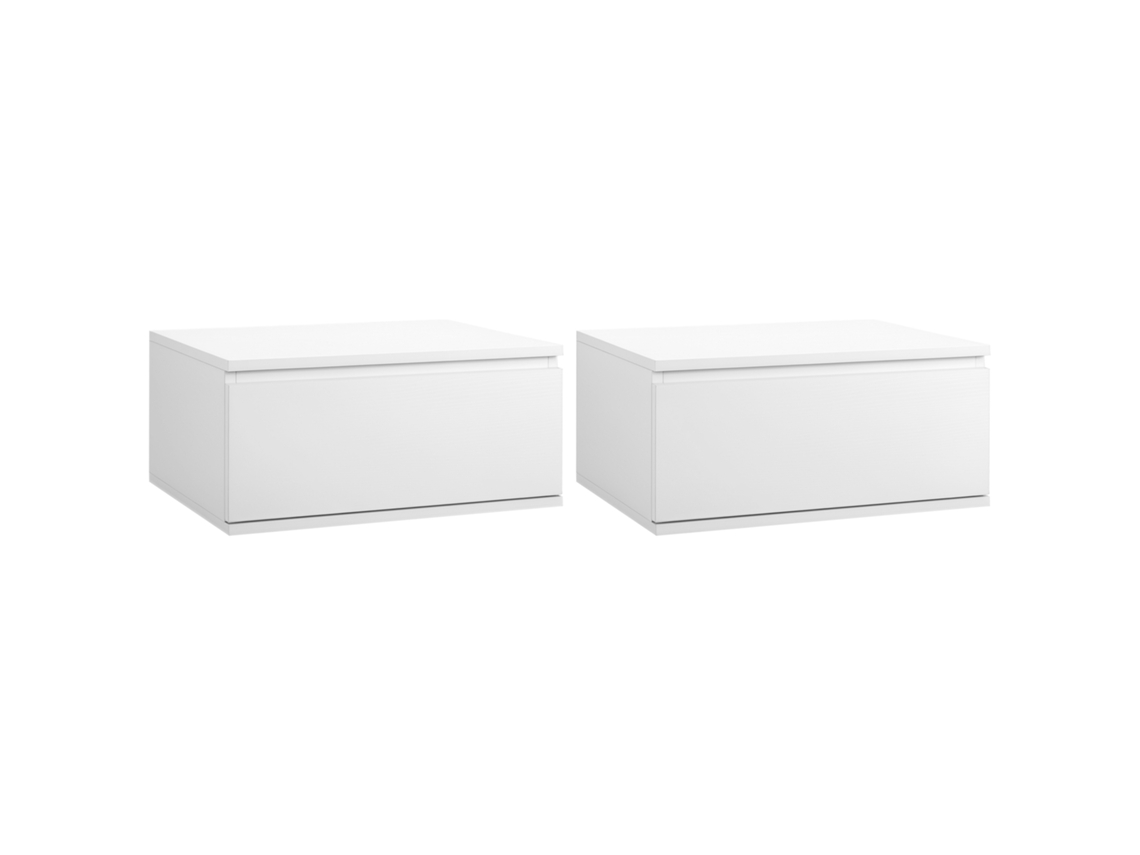 Conjunto De Duas Peças: Criado-mudo Moderno Com Gaveta E Abajur Pendente Para Quarto E Sala, Em Papelão Comprimido E Mdf, 49x38x23cm, Branco